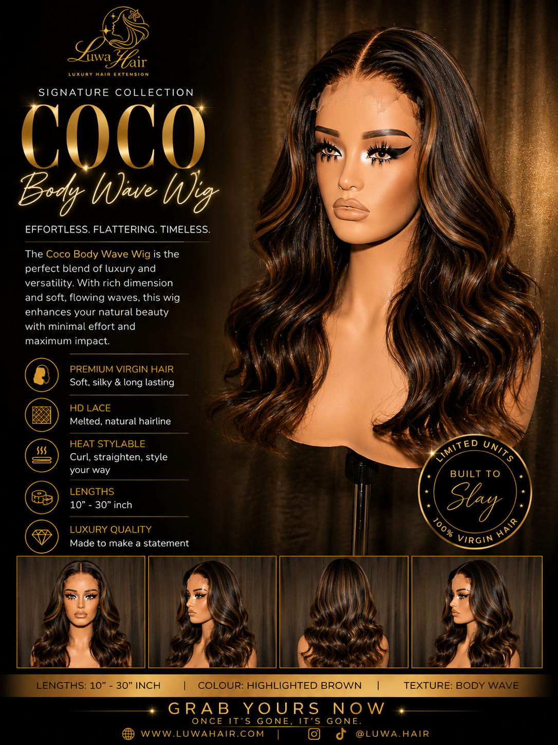 Coco - Coloured Raw Wig (6x6 HD Lace)